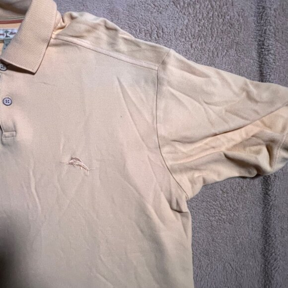 Tommy Bahama Men Medium‎ Golden 2 Button Short Sleeve Collar Golf Polo (L) - Picture 2 of 6
